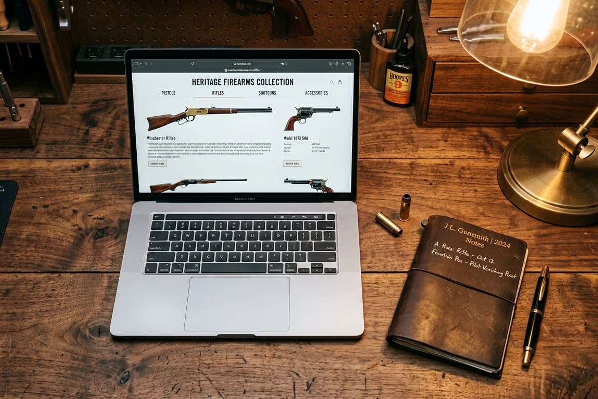 Imagine ilustrativă cu un catalog de produse afișat pe laptop